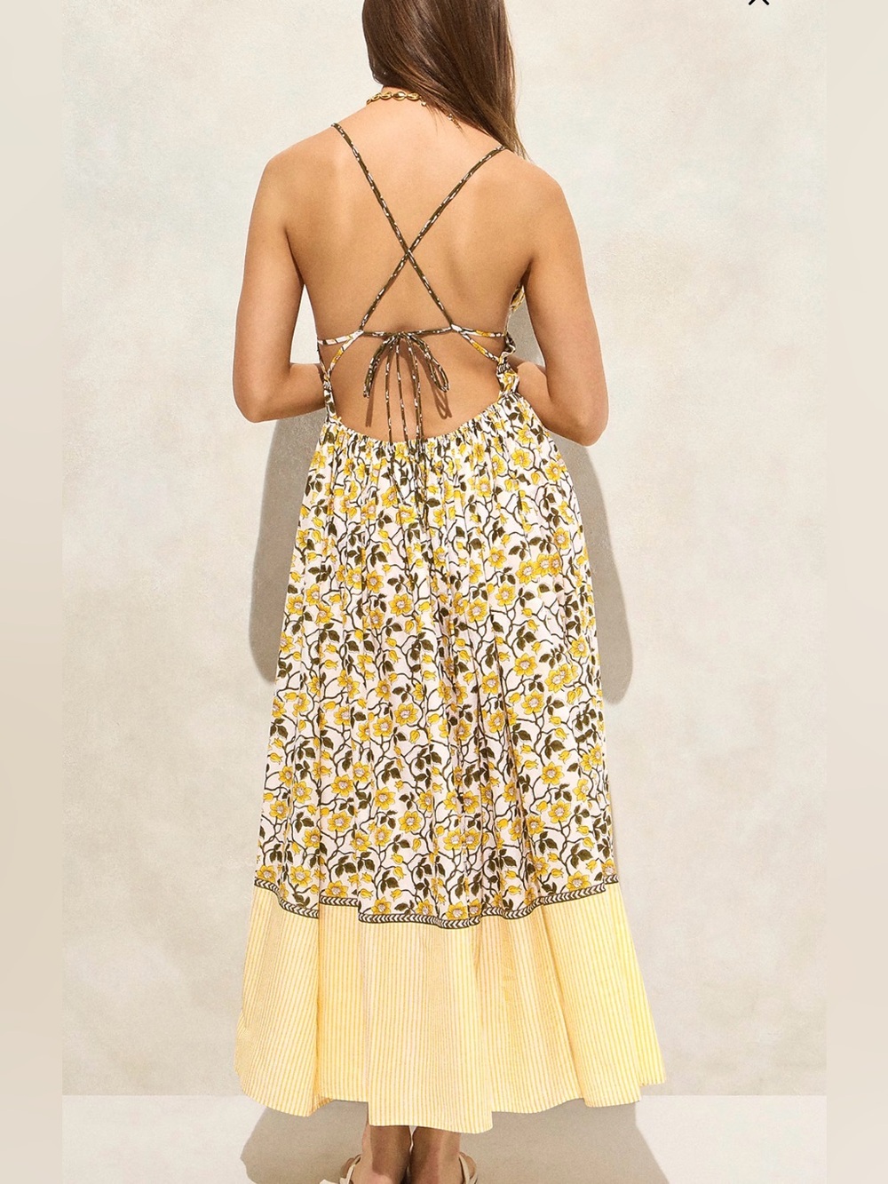 J. Crew Cotton voile plunge maxi dress in daffodil daze block print Size L - Picture 2 of 11